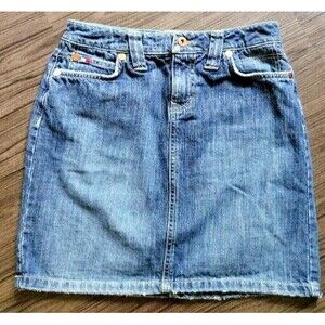 Vtg 80s Tommy Hilfiger Blue Jean Mini Skirt Sz 7 28x16 Cotton Denim Hudson Pkts